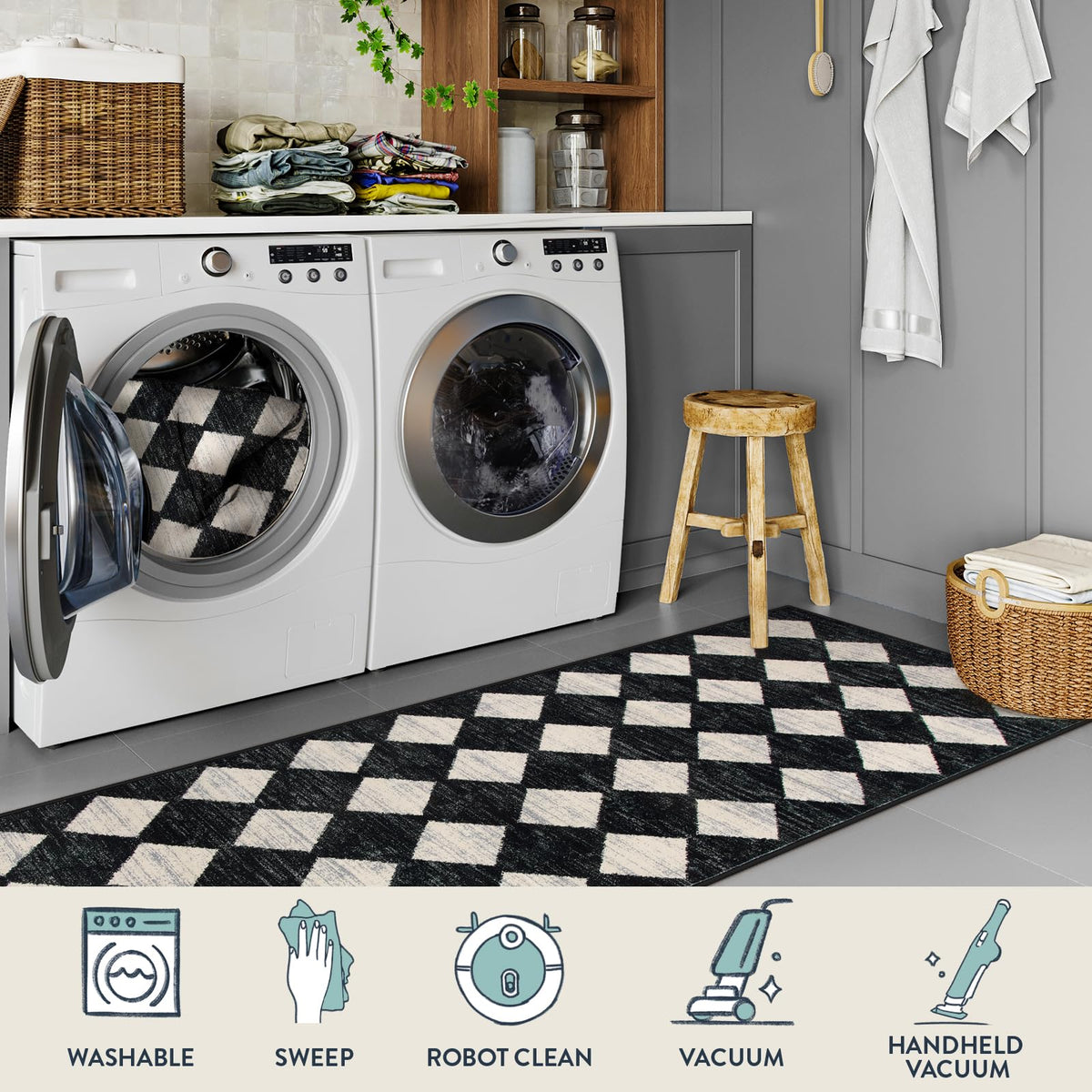 Lahome Zelie washable rug for easy cleaning in busy homes.