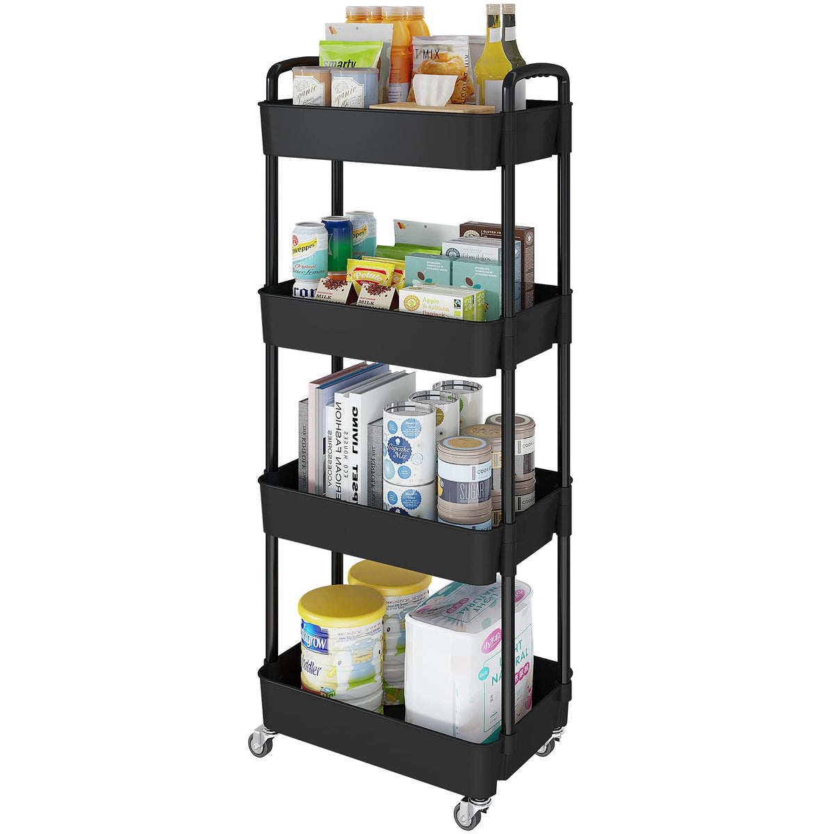 Laiensia 4-Tier Cart front view for versatile kitchen storage.
