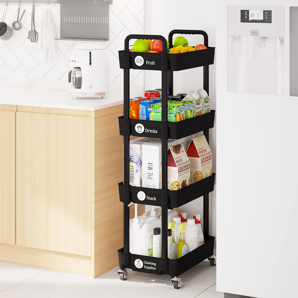 Laiensia 4-Tier Cart suits kitchen, bathroom, and craft spaces.