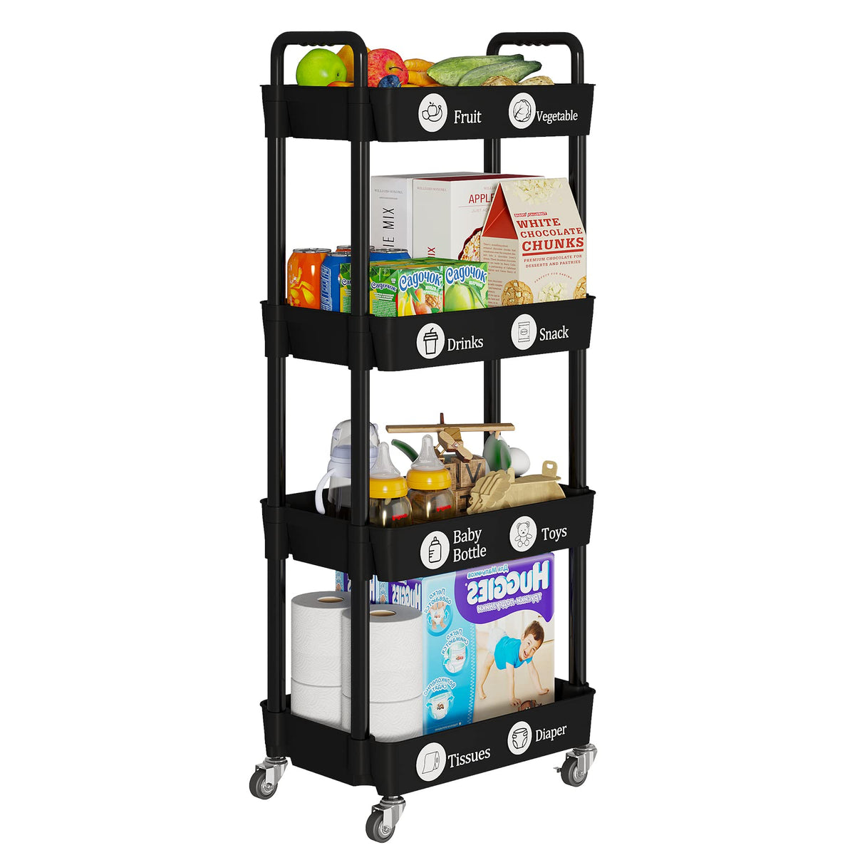 Laiensia cart with side handles enables easy maneuvering in small spaces.