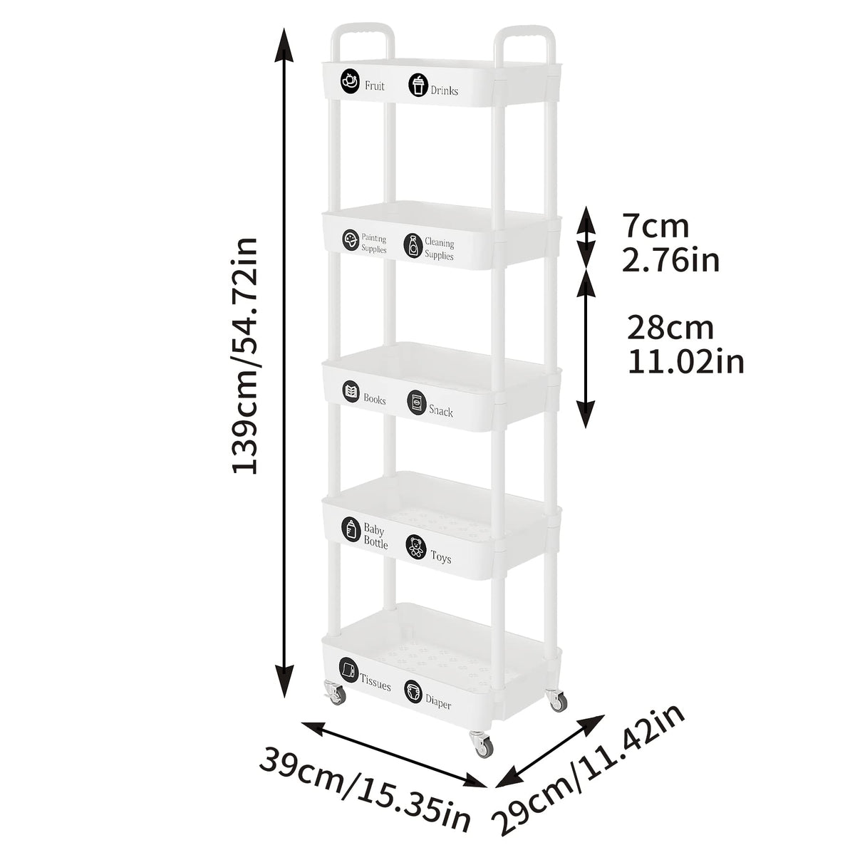 Laiensia cart in bathroom or laundry area demonstrating compact storage and mobility.