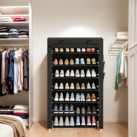 Laiensia 7-tier vertical shoe rack in entryway demonstrates space-saving storage