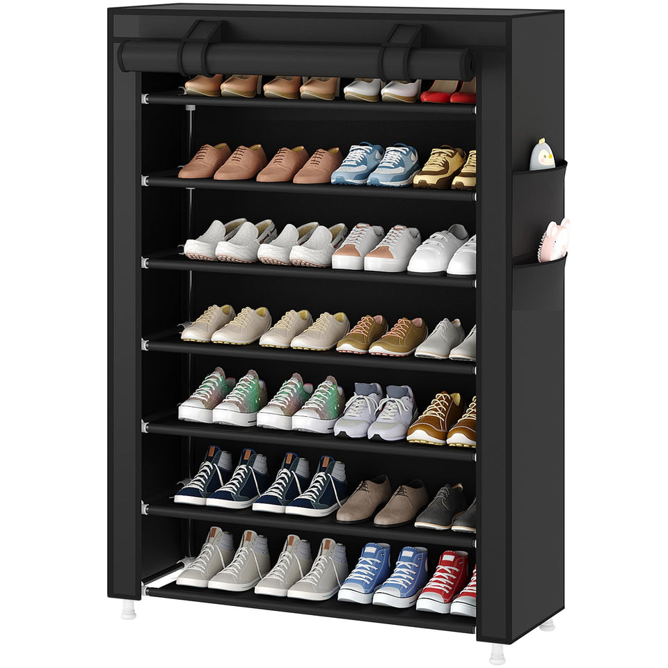Laiensia 7-tier vertical shoe rack front view shows organized footwear and easy access