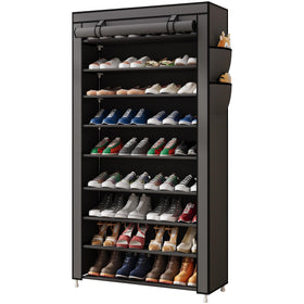 Laiensia 9-tier vertical shoe rack front view saves space while organizing footwear