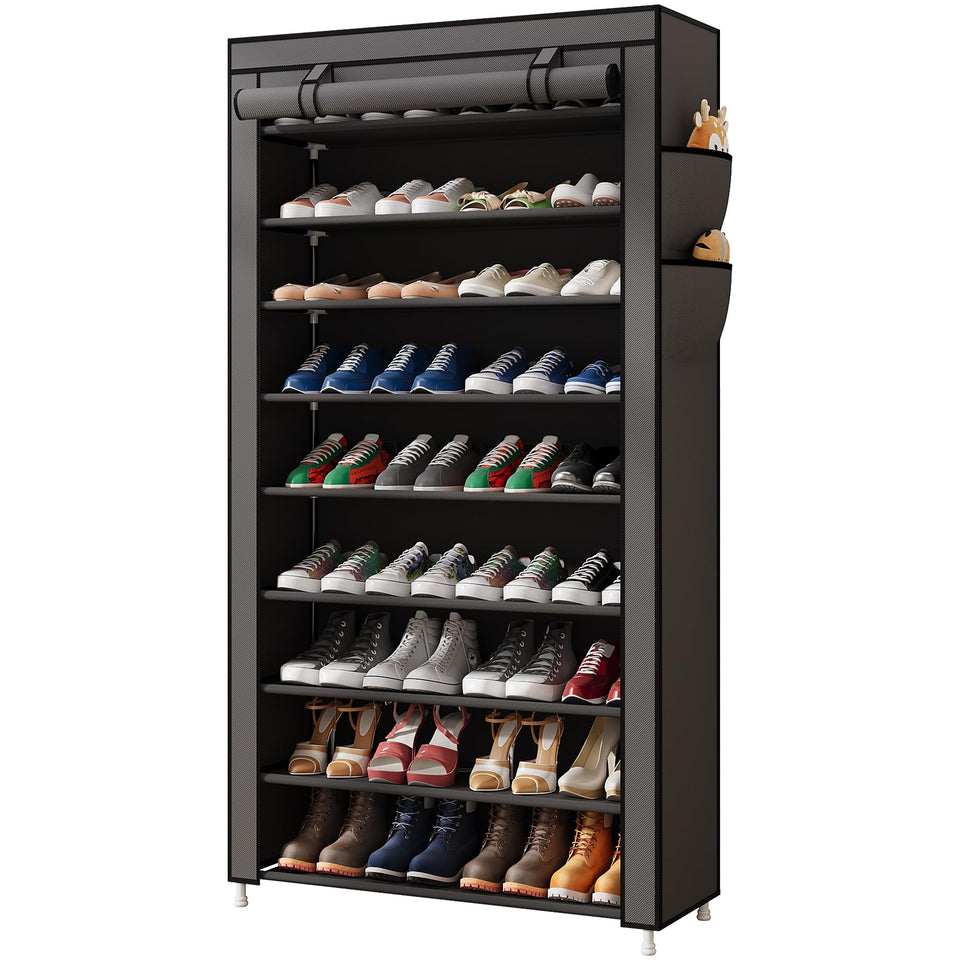 Laiensia 9-tier vertical shoe rack front view saves space while organizing footwear