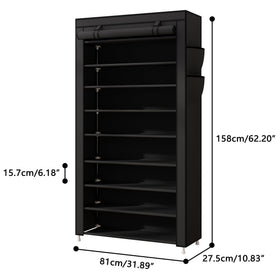 Laiensia 9-tier vertical shoe rack, front view, enhances closet organization.