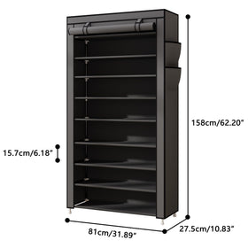 Laiensia 9-tier vertical rack side-pocket highlights extra storage for small items