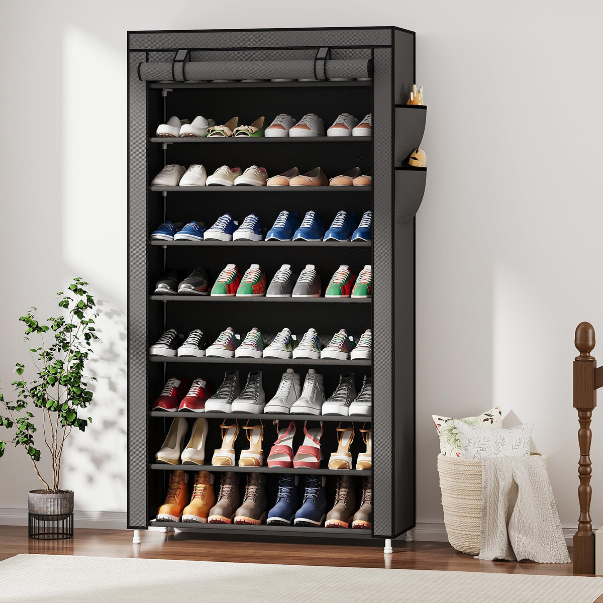 Laiensia 9-tier vertical rack top view demonstrates compact footprint