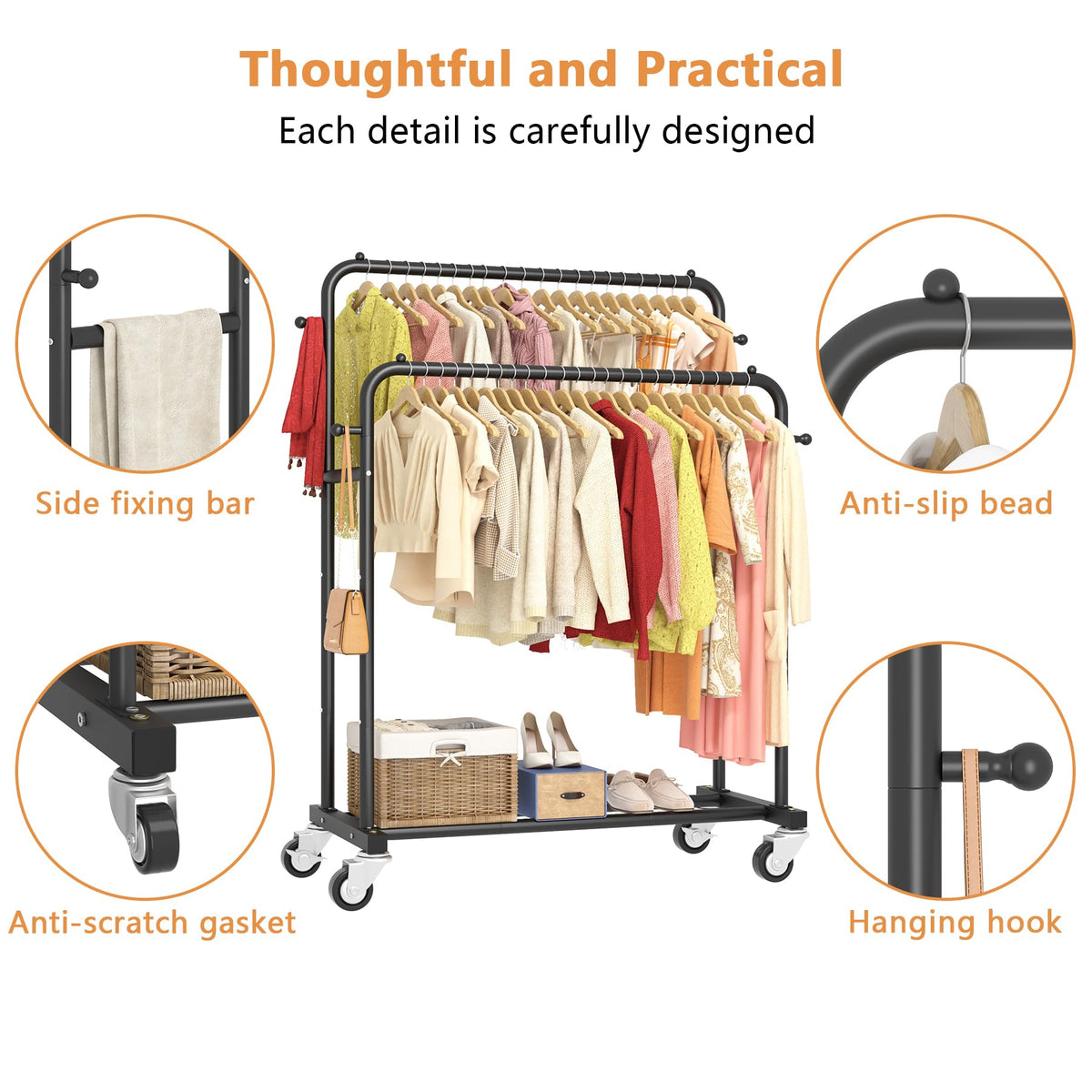 Laiensia rack – four hooks on the side for hats, scarves, and bags.