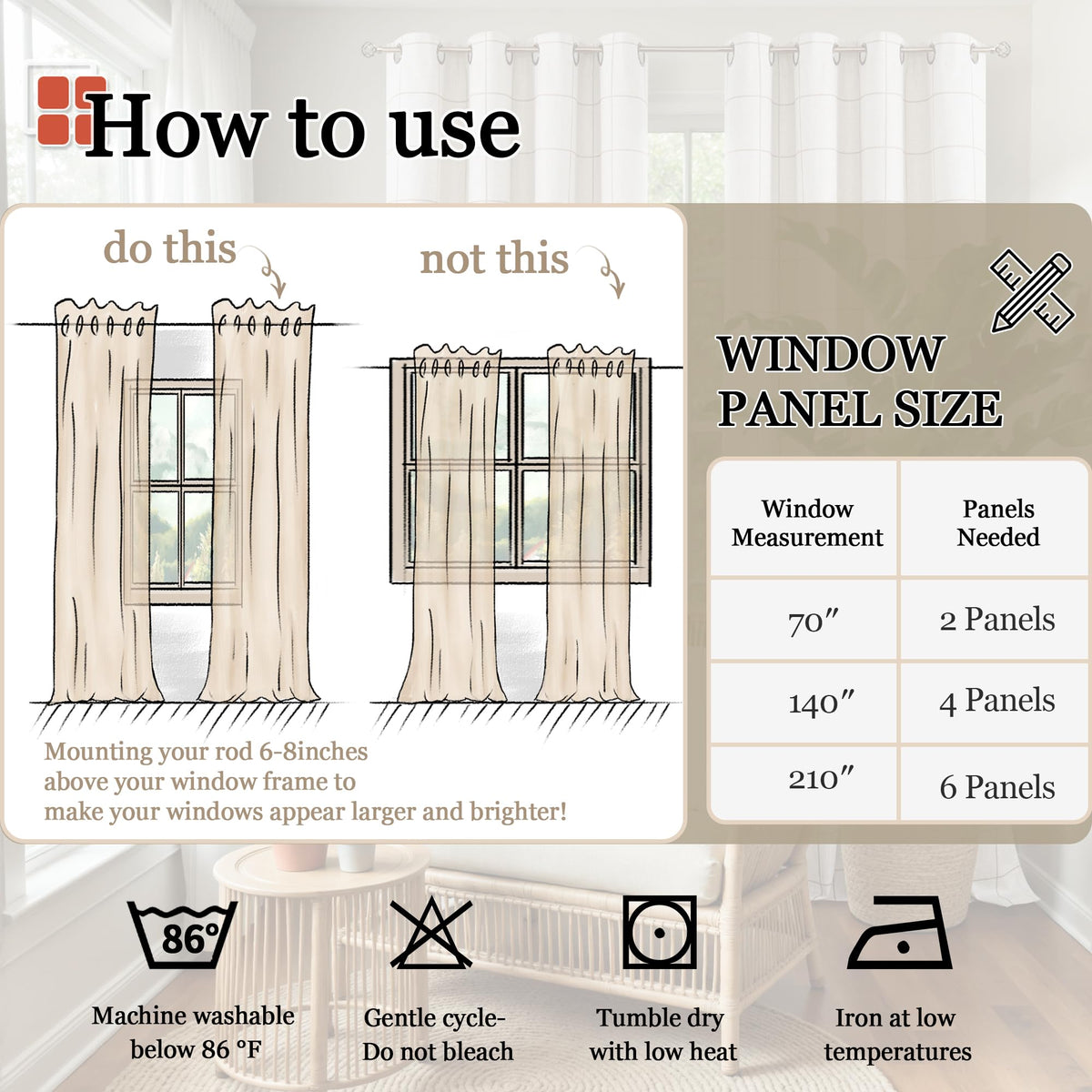 Lajode panels measure 52x84 inches, fitting most standard windows.