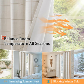 Lajode curtains drape softly to create warm, inviting spaces.