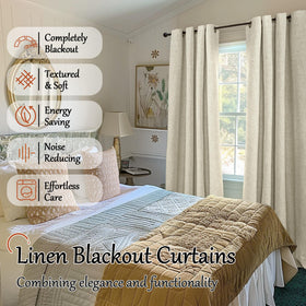 Lajode thermal insulated blackout drapes 84inch cream reduce heat and glare.