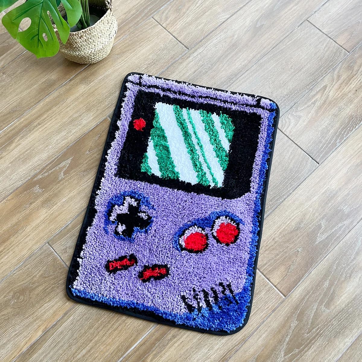 LAKEA Purple Games Console Rug with tufted texture for cozy game-room vibes.