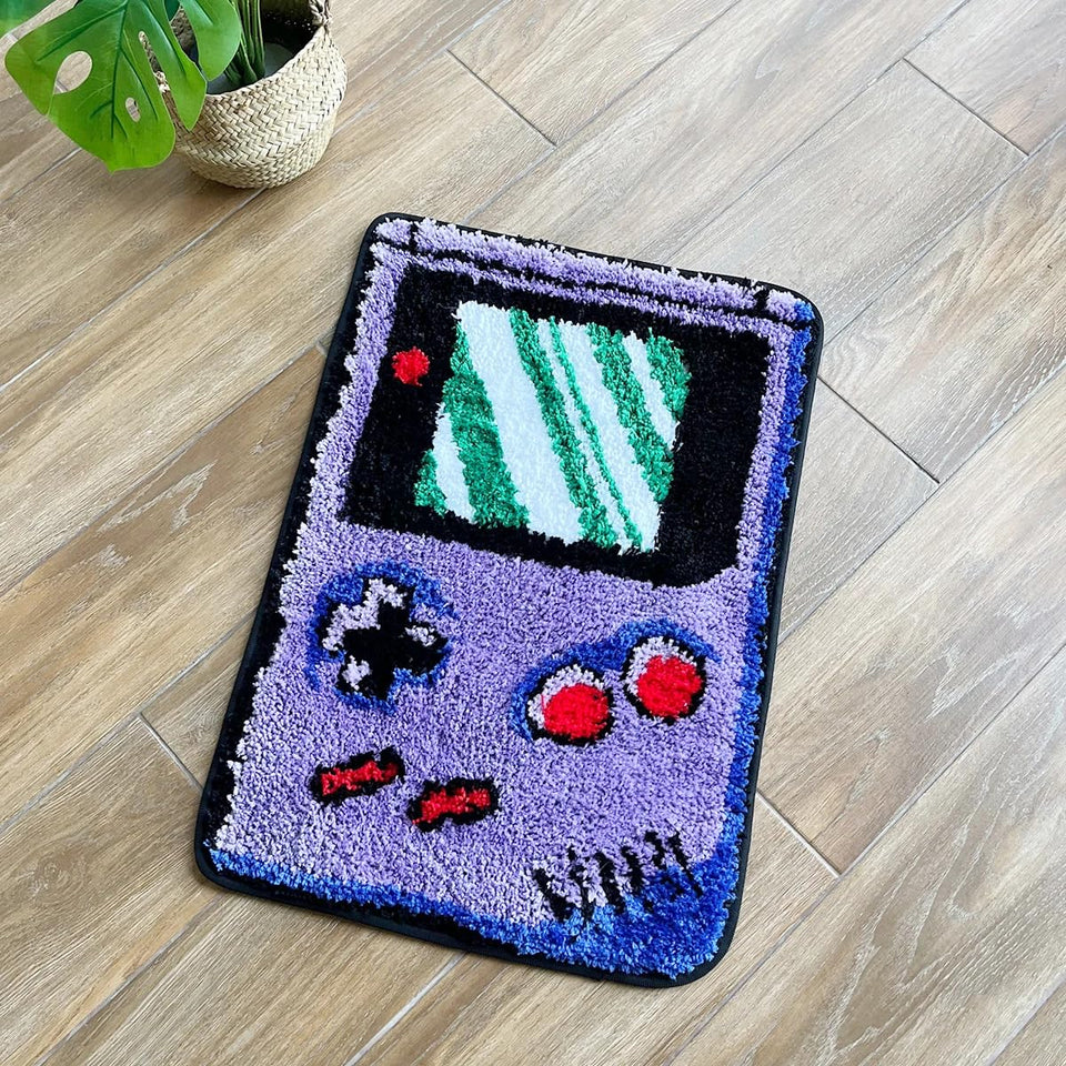 LAKEA Purple Games Console Rug with tufted texture for cozy game-room vibes.