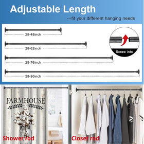 LAKEROD 45-pound capacity rod prevents sagging with heavy curtains and towels.