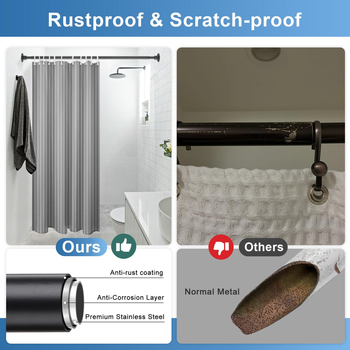 LAKEROD closet rod provides durable hanging space for clothes.