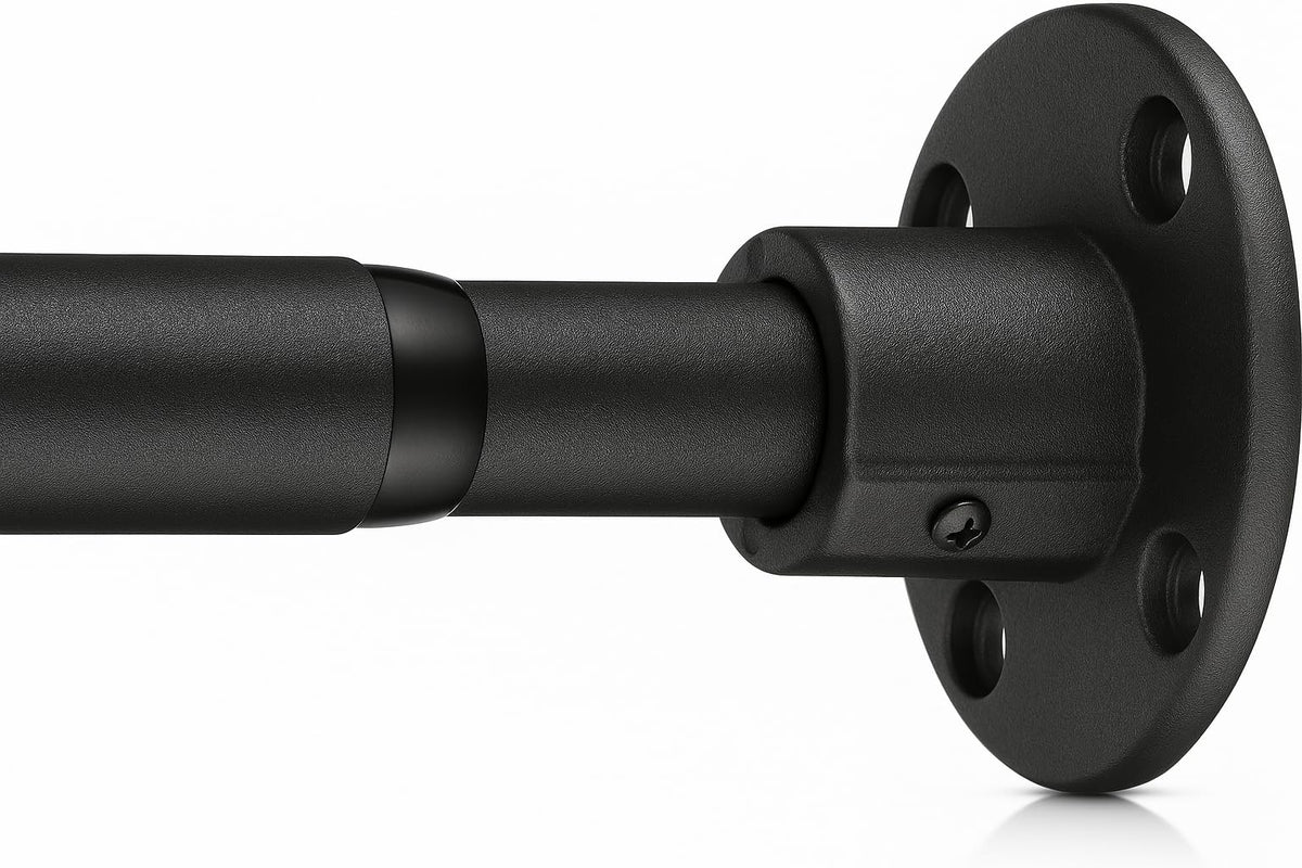 LAKEROD heavy-duty shower rod with wall-mount ends for secure bathroom installation.