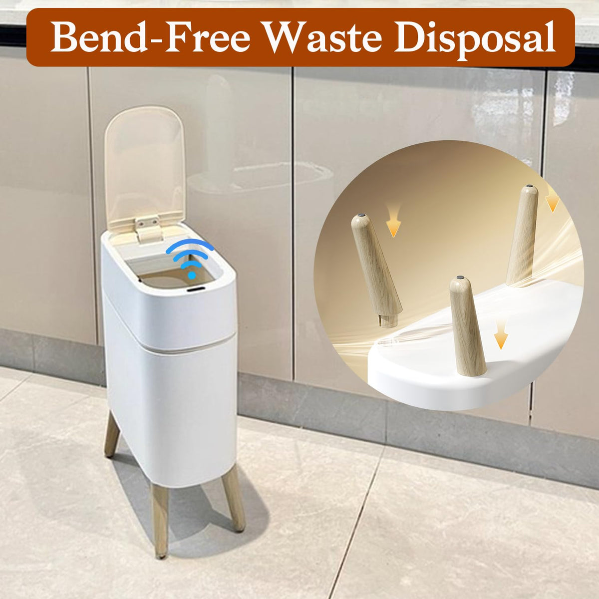 LALASTAR IPX5 waterproof trash can withstand bathroom humidity and spills