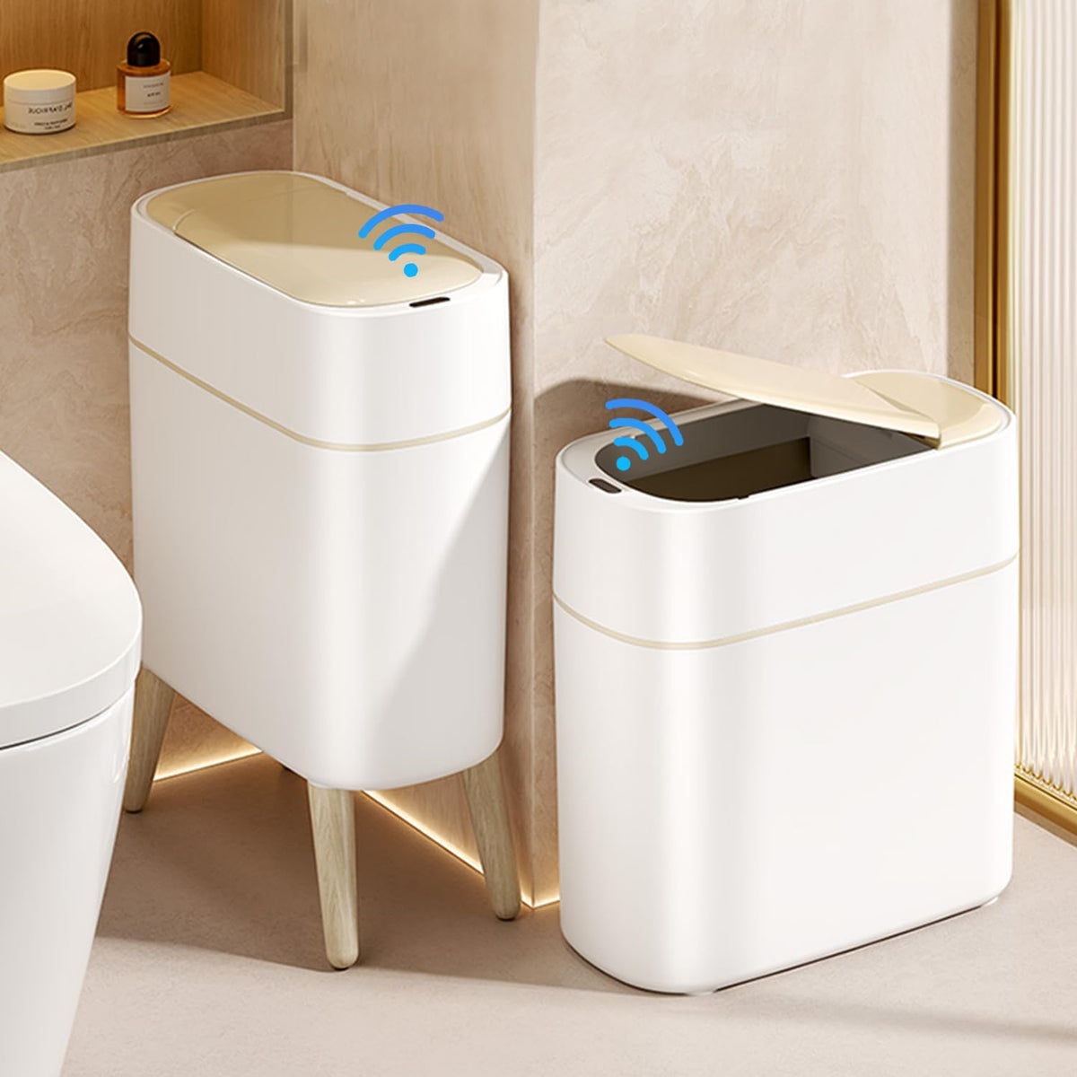 LALASTAR small bathroom trash can with automatic touchless lid for hygienic use