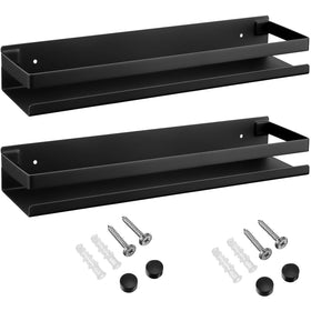 Lallisa 2-piece stainless steel shelves in black for bathroom storage.