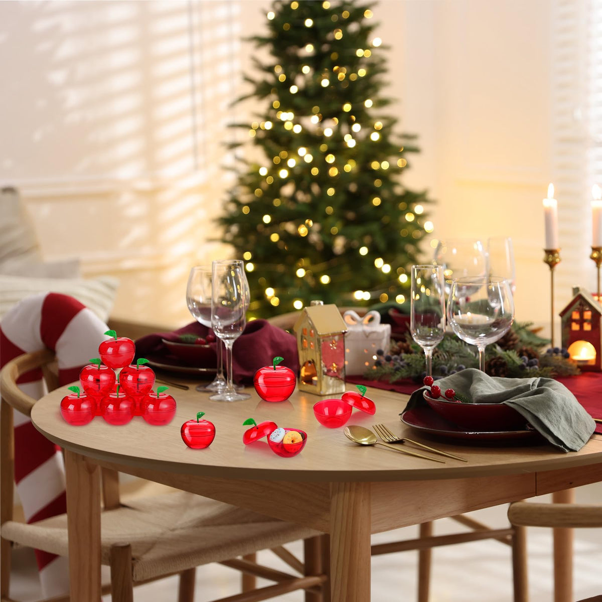 Lallisa apple design with insertable leaves for decoration and use.