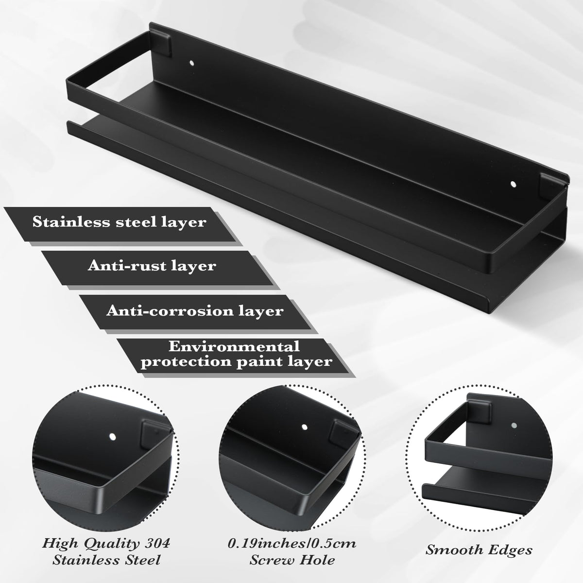 Lallisa shelf edge detail showing durable brushed finish.