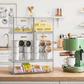 LALOBLUE bottle storage organizer tall drawer features a golden handle for comfortable grip