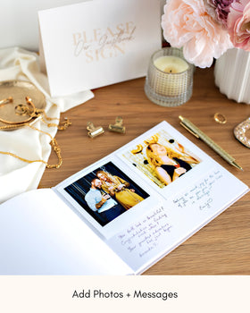 Lamare durable hardcover keepsake ready for signatures at events.