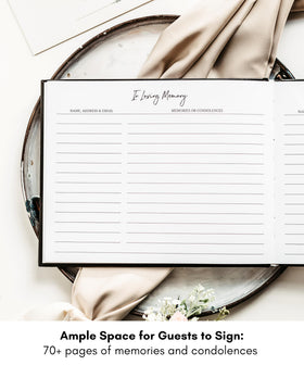 Lamare memorial service table sign and back pocket to store cards and keepsakes