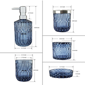 LaMarriti blue glass set packaged as a gift-ready bathroom décor.