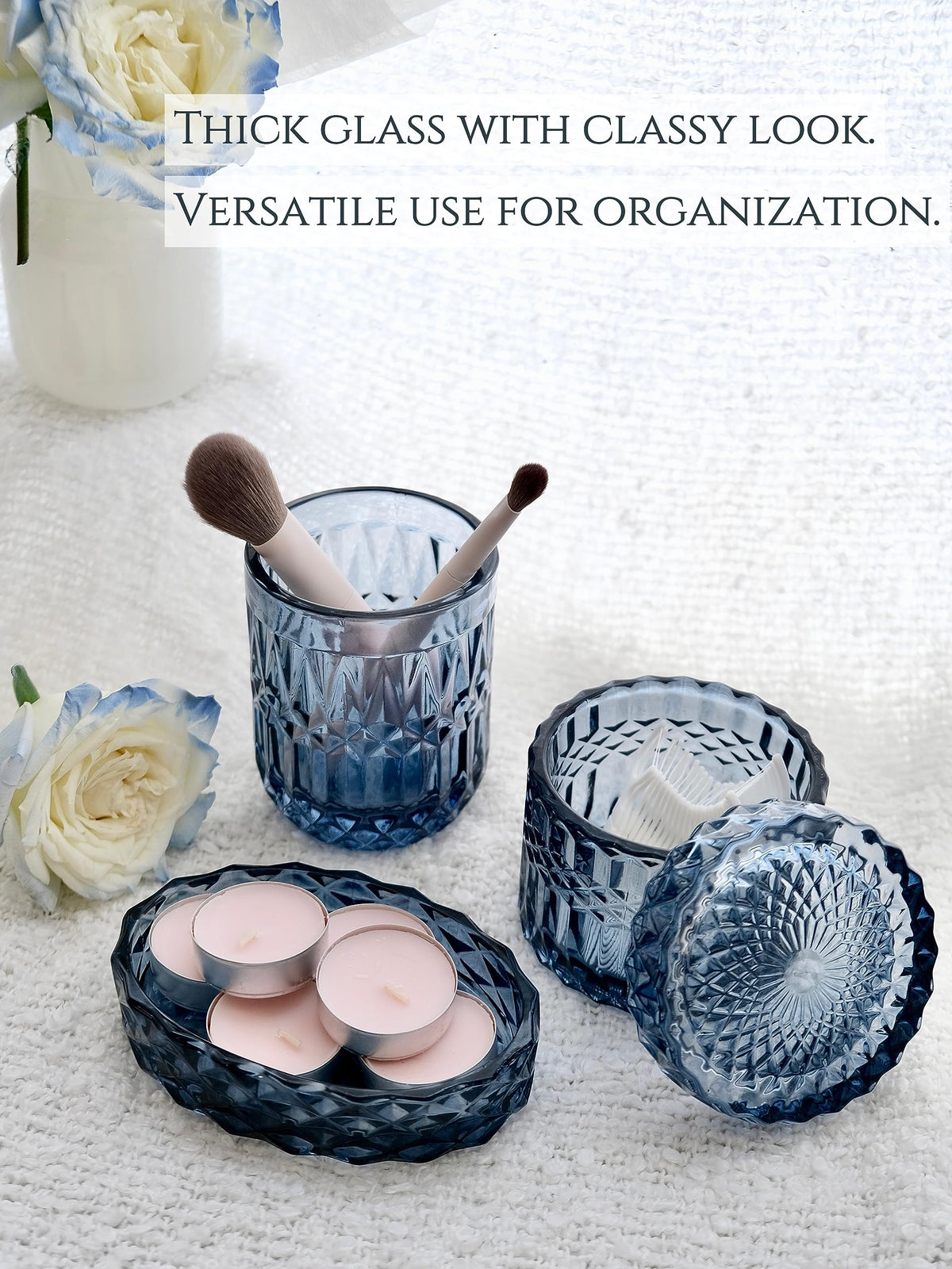 LaMarriti blue toothbrush holder keeps brushes tidy and accessible.