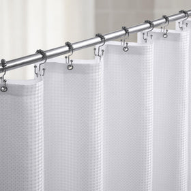 Lameirose 3 in 1 curtain close up shows waffle texture for modern bathroom style.