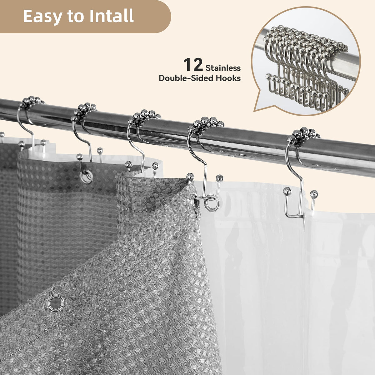 Lameirose clear PEVA liner with magnets resists splashes.