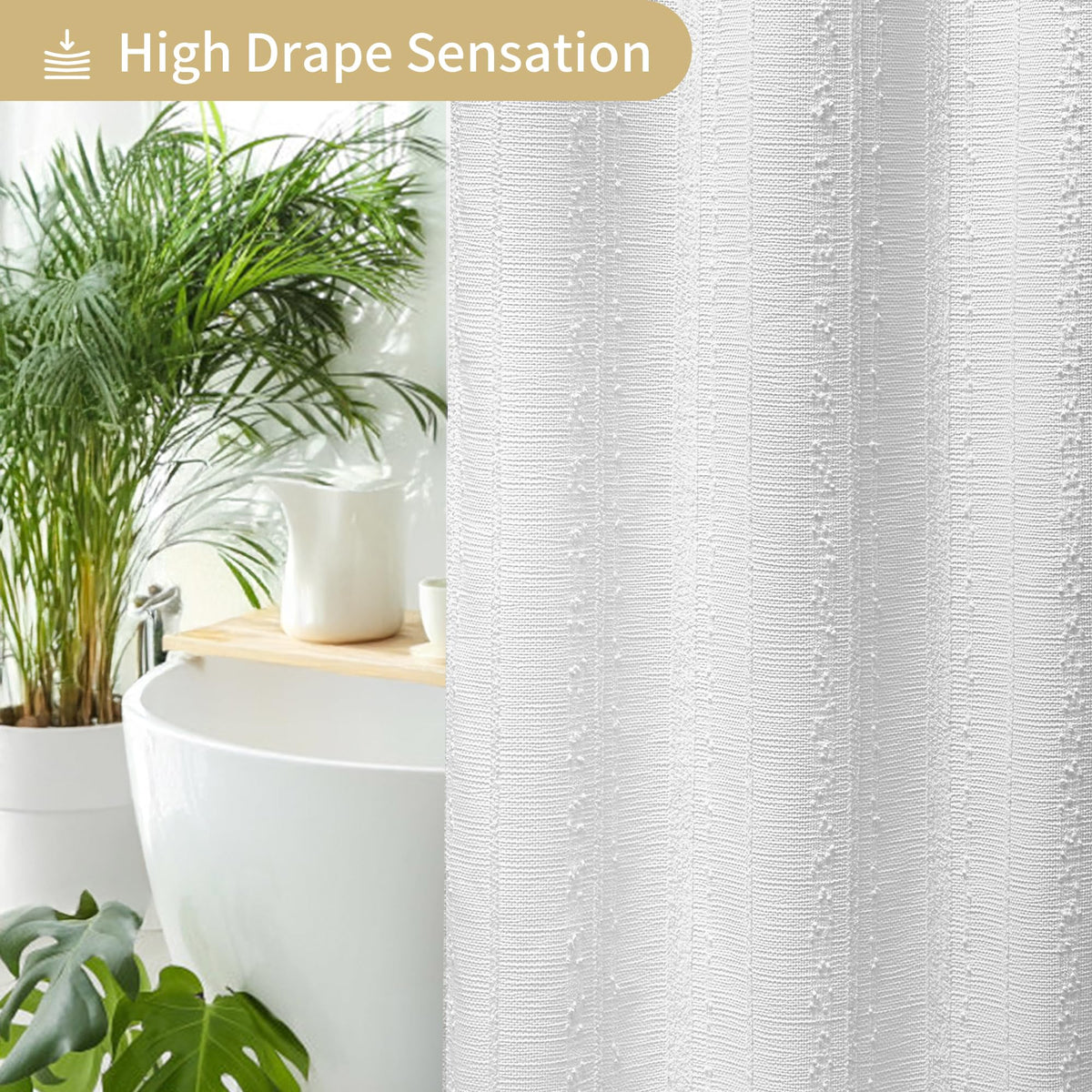 Lameirose white waffle curtain ideal for modern farmhouse or cottage styles.