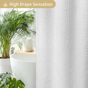 Lameirose white waffle curtain ideal for modern farmhouse or cottage styles.