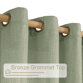 LAMIT bronze grommet top curtains highlighting easy rod pairing and sturdy hardware