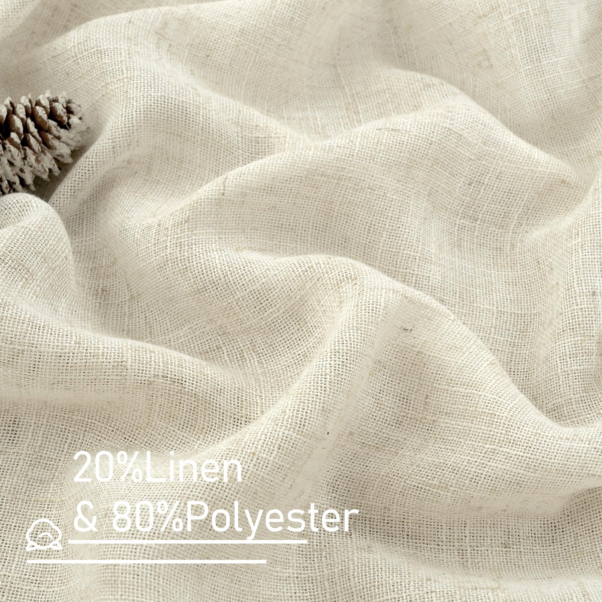 LAMIT cream linen panel in window frame highlighting 104-inch width when paired.