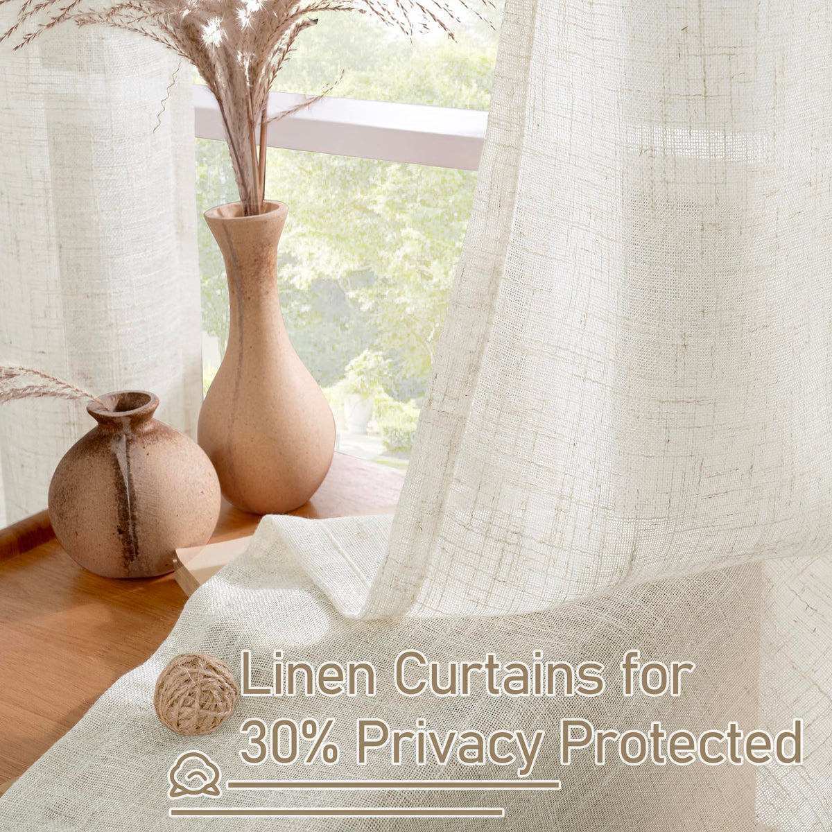 LAMIT cream curtain highlights privacy with hazy indoor shadows.