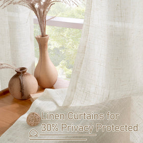 LAMIT cream curtain highlights privacy with hazy indoor shadows.