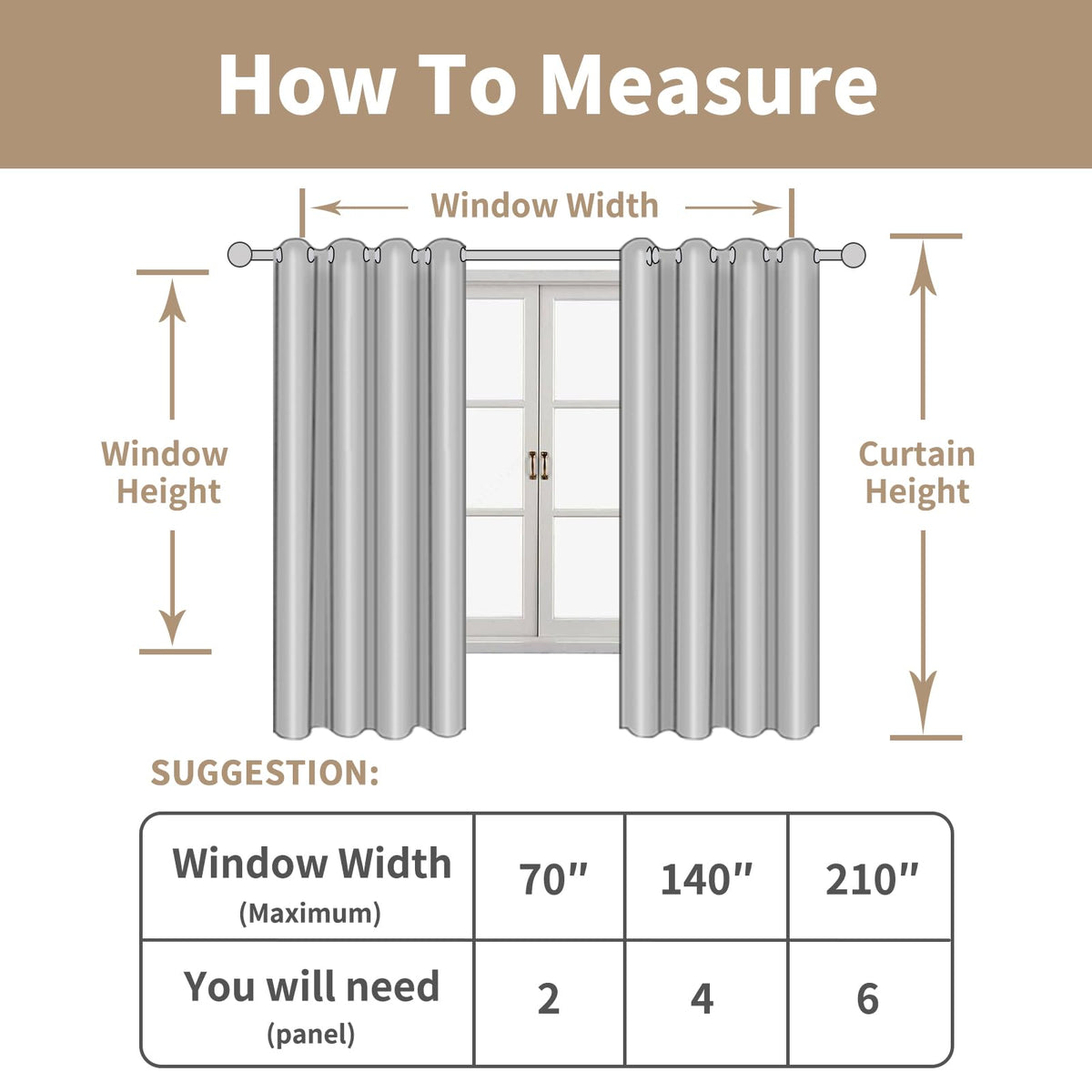 LAMIT 52x90 inch per panel, two-panel set for wide windows.