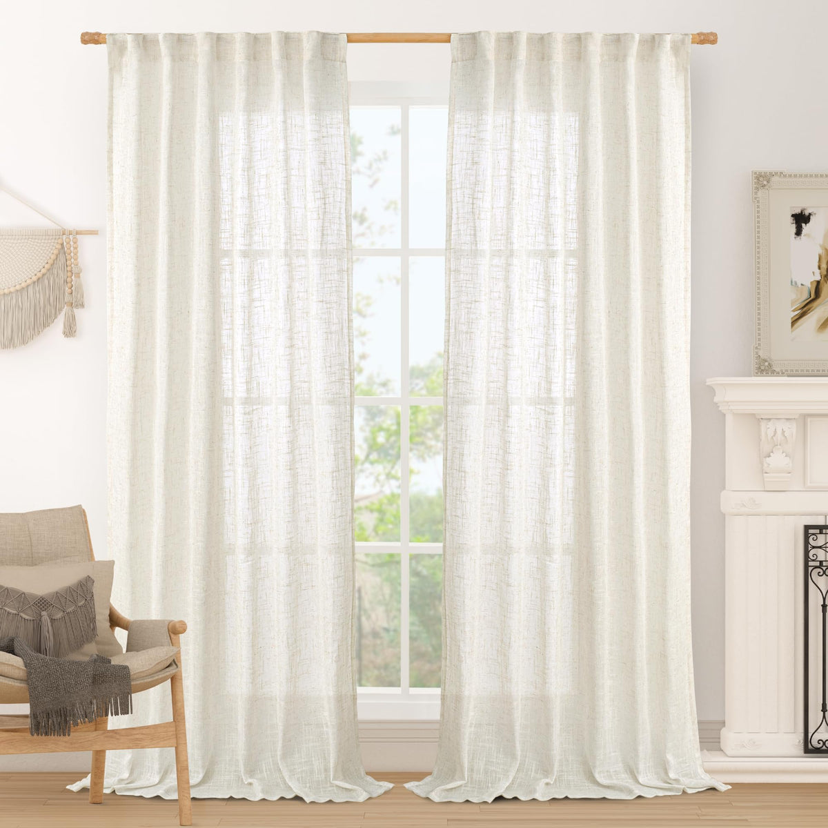 LAMIT Cream Linen Curtains set ready for room refresh with natural texture.