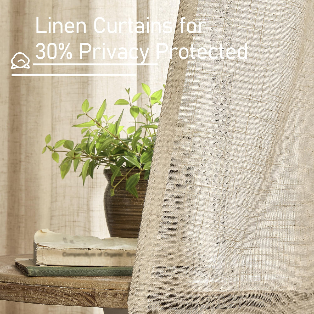 LAMIT curtains offer diffused light with hazy indoor privacy.