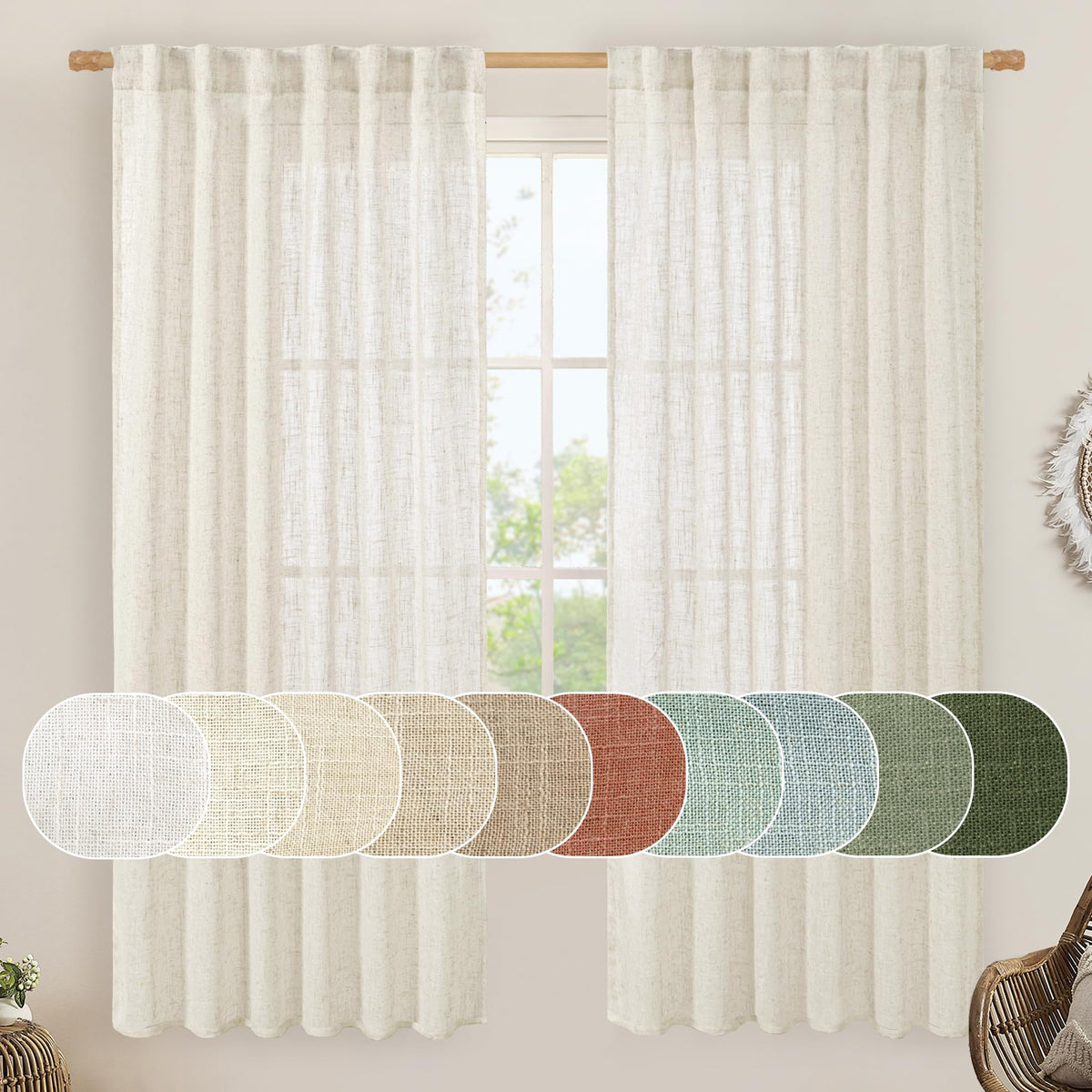 LAMIT linen curtains in ivory-cream create a soft glow for living rooms.