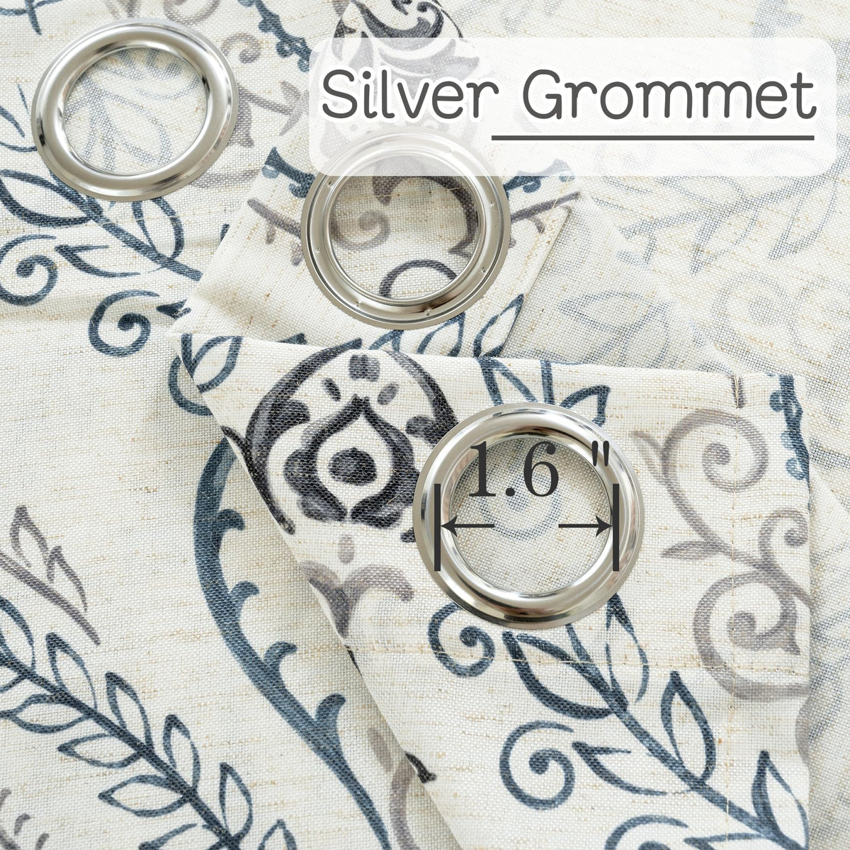 LAMIT curtains feature 8 silver grommets for easy hanging.