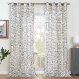 LAMIT leaf and flower print adds botanical charm to windows.
