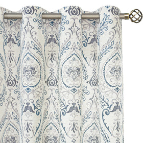 LAMIT linen curtain pair displayed in living room for generous coverage.