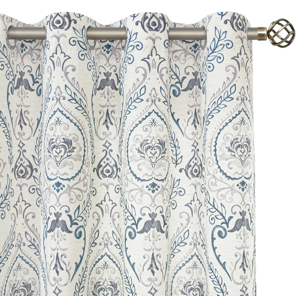 LAMIT linen curtain pair displayed in living room for generous coverage.