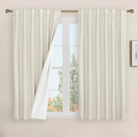 LAMIT linen full blackout curtains in ivory, 52x54 front view for modern privacy and light control