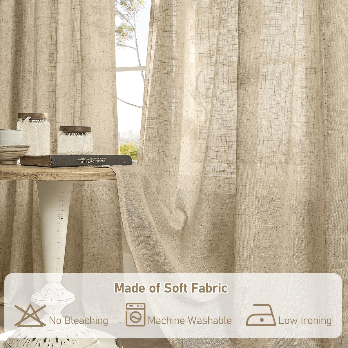 LAMIT versatile curtains suit living and dining areas with chic farmhouse vibe.