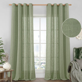 LAMIT sage green linen curtains panel with 52x84 size offering soft light diffusion